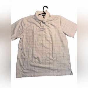 Van Heusen Men's White Windowpane Grid Short Sleeve Polo Shirt